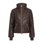 Women's Bomber Stand-Up Collar Brown Puffer Jacket