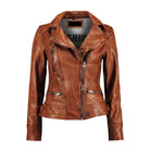 Women's Cafe Racer Vintage Design Distressed Brown Leather Jacket