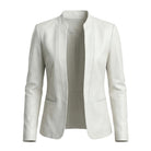 Women's Casual Biker Blazer Hybrid White Leather Blazer