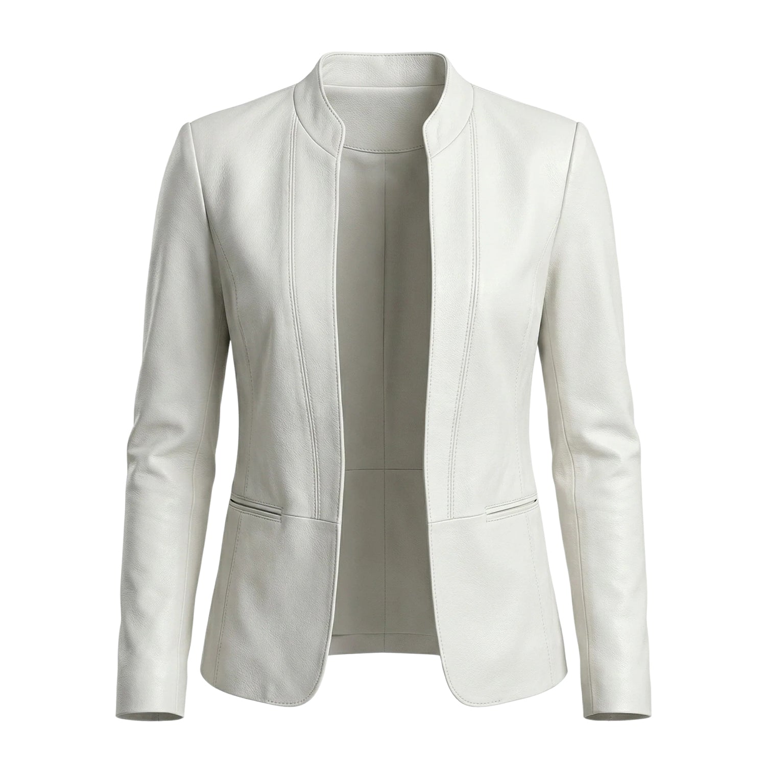Women's Casual Biker Blazer Hybrid White Leather Blazer