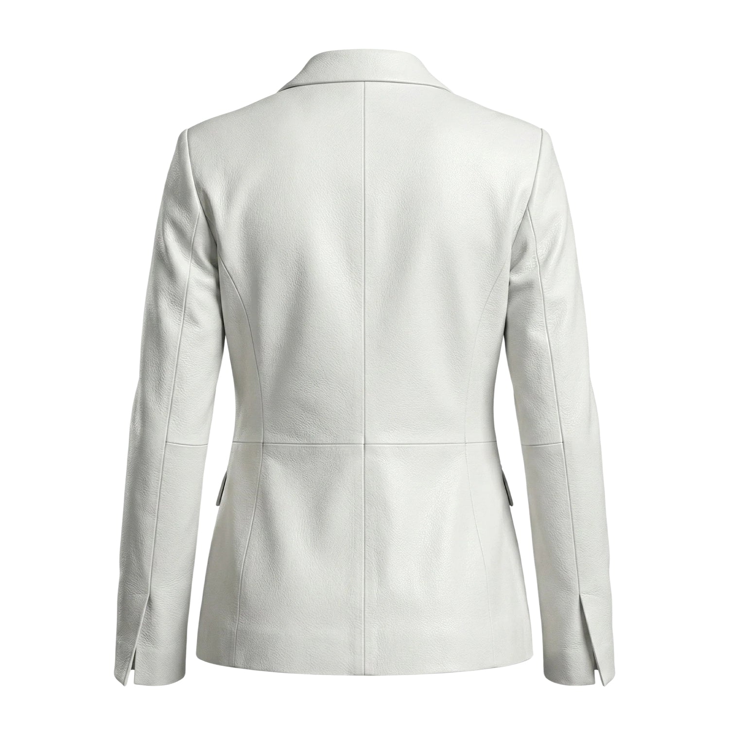 Women's Casual Biker Blazer Hybrid White Leather Blazer (Back)