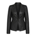 Women's Casual Functional Details Black Leather Blazer