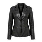 Women's Casual Kim Fit Black Leather Blazer