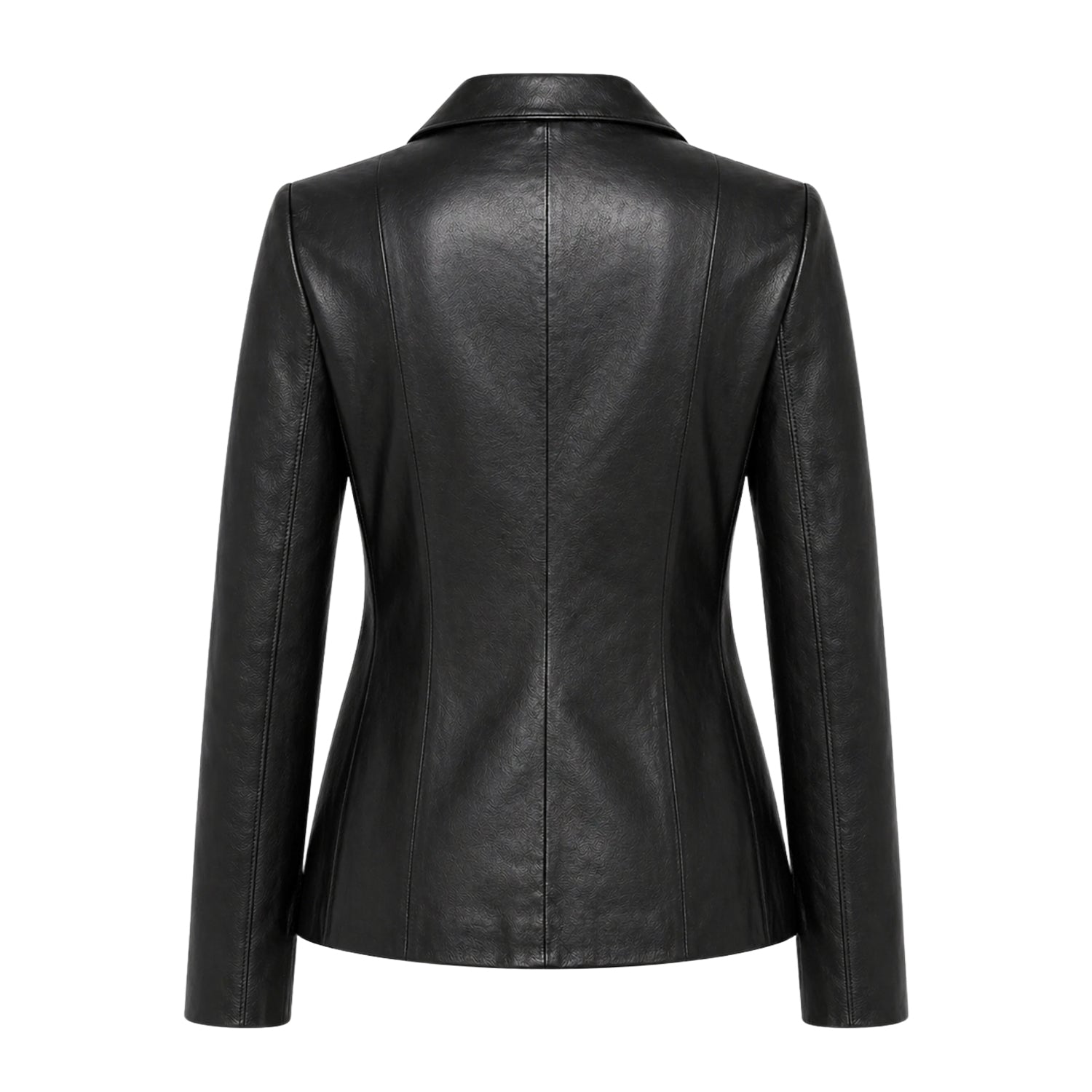 Women's Casual Kim Fit Black Leather Blazer (Back)
