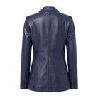 Women's Casual Kim Fit Blue Leather Blazer (Back)