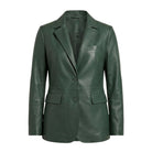 Women's Casual Kim Fit Green Leather Blazer
