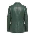 Women's Casual Kim Fit Green Leather Blazer (Back)