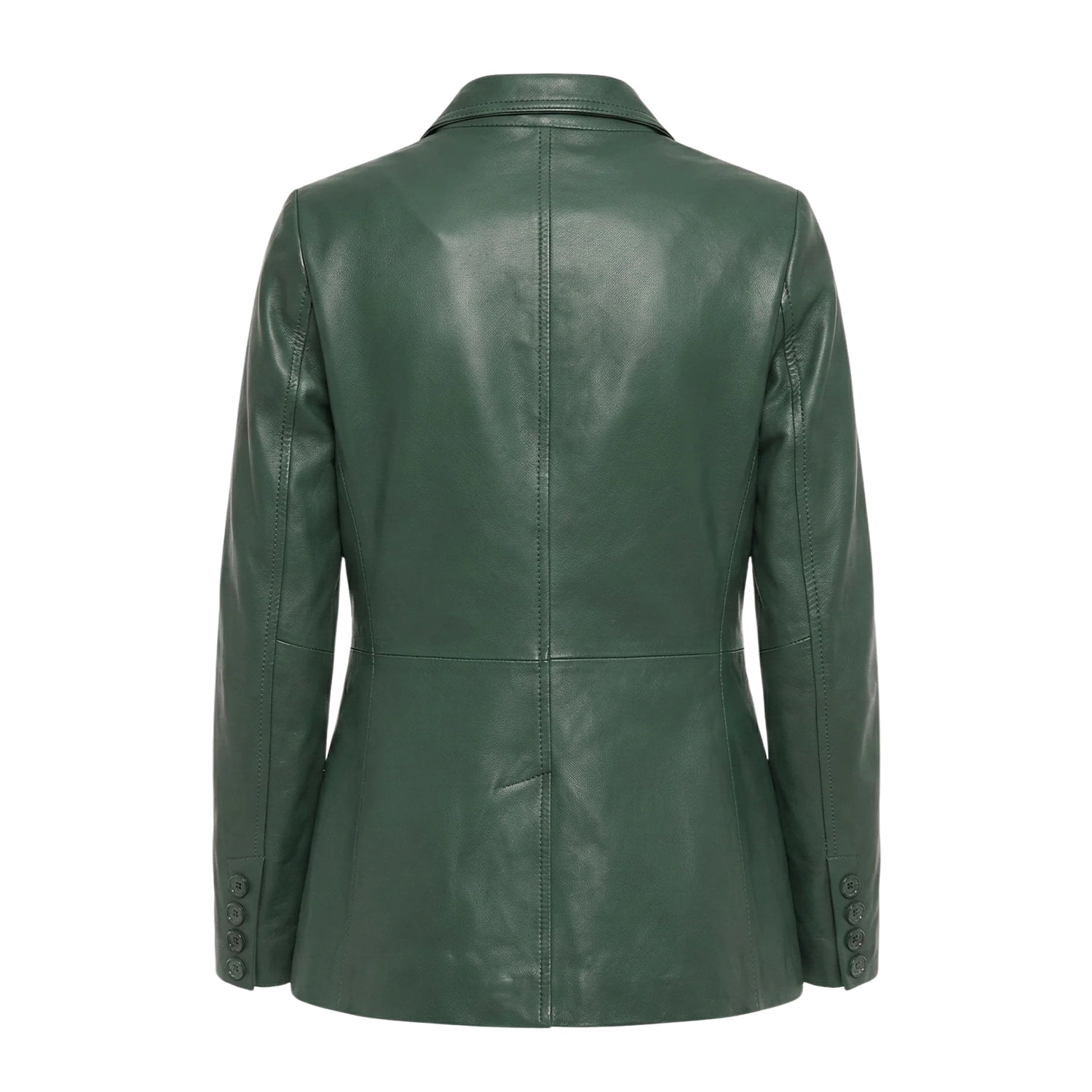 Women's Casual Kim Fit Green Leather Blazer (Back)