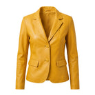 Women's Casual Kim Fit Yellow Leather Blazer
