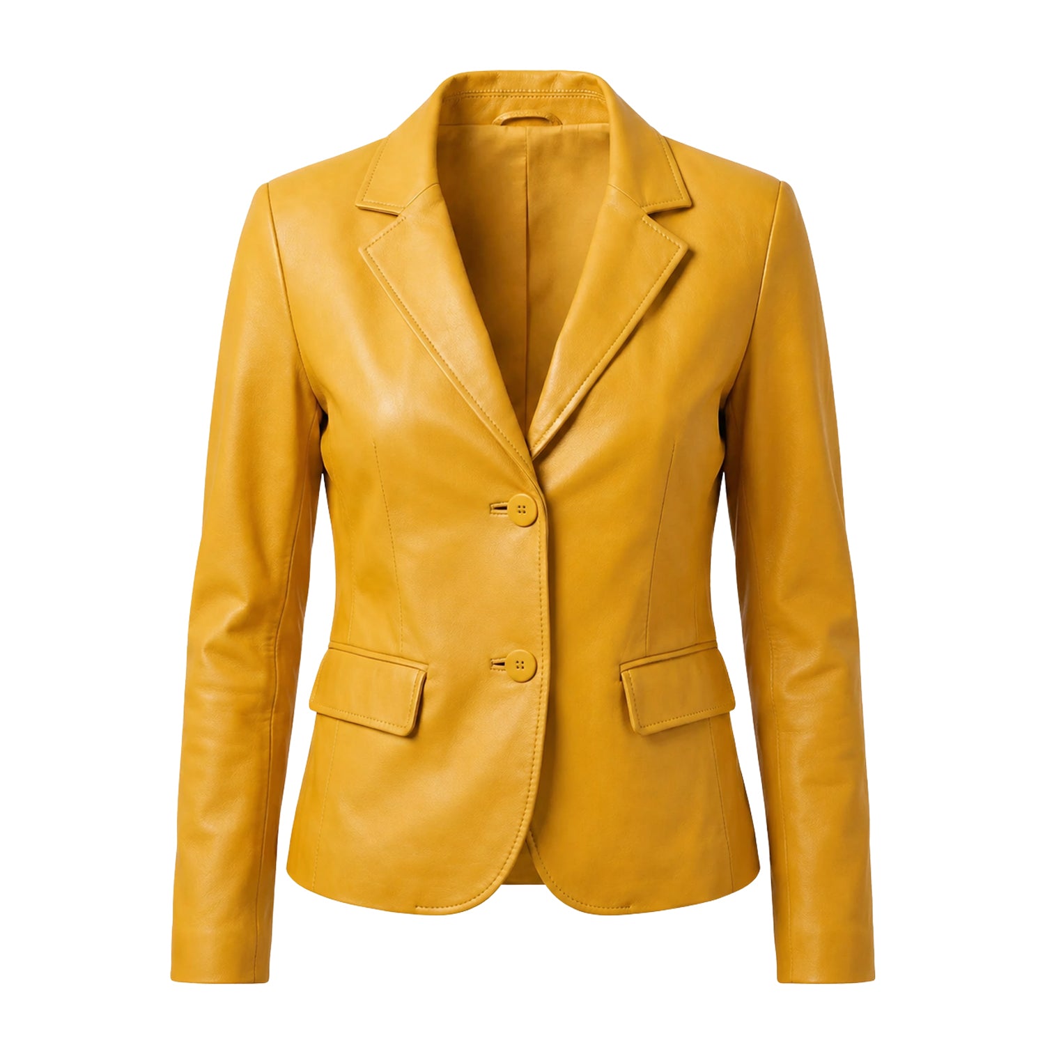 Women's Casual Kim Fit Yellow Leather Blazer