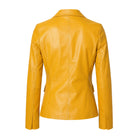 Women's Casual Kim Fit Yellow Leather Blazer (Back)
