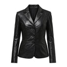 Women's Casual Lambskin Leather Black Blazer