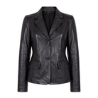Women's Casual Tailored Fit Black Leather Blazer