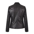 Women's Casual Tailored Fit Black Leather Blazer (Back)