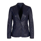 Women's Casual Trench Biker Hybrid Blue Leather Blazer