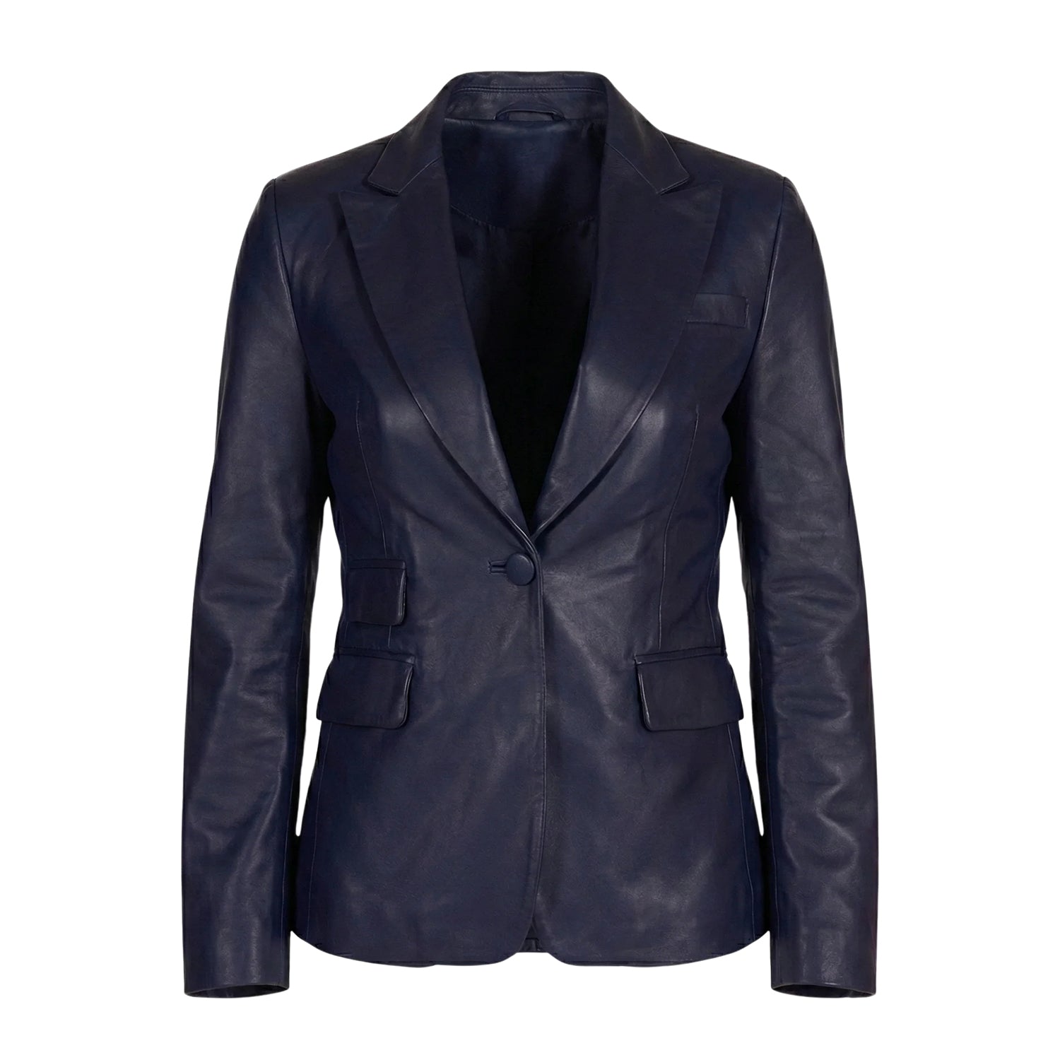 Women's Casual Trench Biker Hybrid Blue Leather Blazer