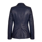 Women's Casual Trench Biker Hybrid Blue Leather Blazer (Back)