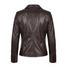 Women's Casual Vintage Design Black Leather Blazer (Back)