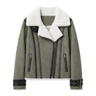 Women's Coat Suede Exterior Grey Shearling Jacket