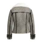 Women's Coat Suede Exterior Grey Shearling Jacket (Back)