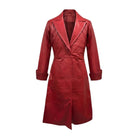 Women's Double Breasted Belted Waist Red Trench Coat