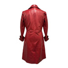 Women's Double Breasted Belted Waist Red Trench Coat (Back)