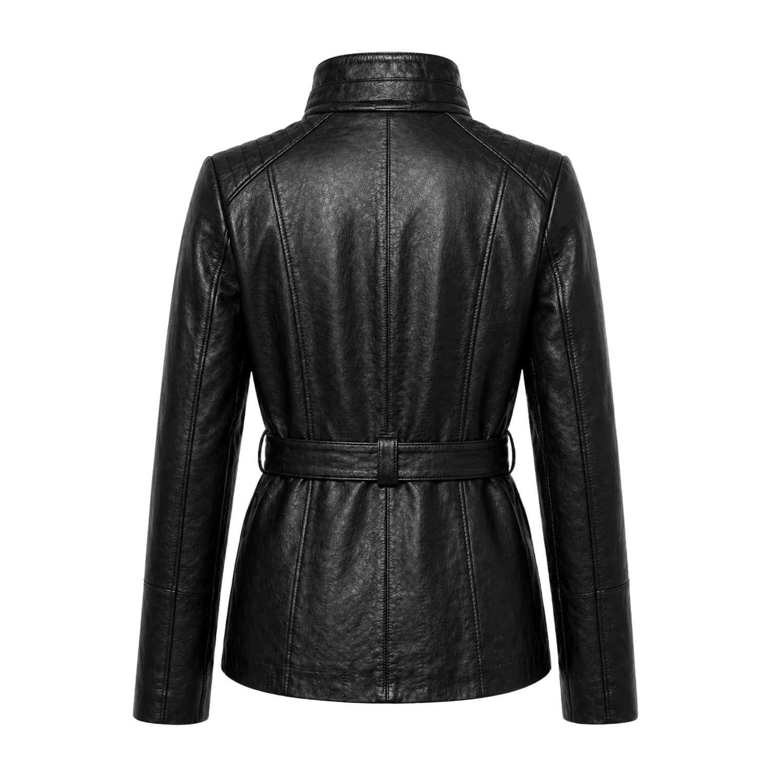 Women's Double Breasted Belted Waist Trench Coat (Back)