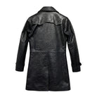 Women's Double Breasted Croco Embossed Black Trench Coat (Back)