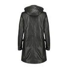 Women's Double Breasted Hoodie Detail Black Trench Coat (Back)