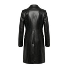Women's Double Breasted Mid-Length Design Black Trench Coat (Back)