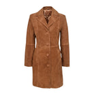Women's Double Breasted Suede Leather Trench Coat