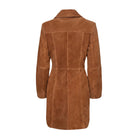 Women's Double Breasted Suede Leather Trench Coat (Back)