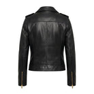 Women's Durable Stitching Biker Black Premium Leather Jacket (Back)
