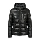 Women's Hooded Quilted Puffer Design Black Puffer Jacket
