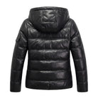 Women's Hooded Quilted Puffer Design Black Puffer Jacket (Back)