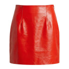 Women’s Mini Slim-Fit Red Lambskin Leather Skirt