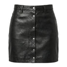 Women’s Pocket Pant Style Black Nappa Leather Mini Skirt