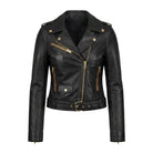 Women's Premium Biker Durable Stitching Leather Black Jacket