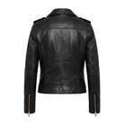 Women's Premium Biker Durable Stitching Leather Black Jacket (Back)