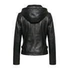Women's Premium Durable Stitching Leather Biker Black Jacket (Back)