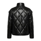 Women's Quilted Black Puffer Jacket (Back)