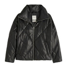 Women's Quilted Diamond Quilting Black Puffer Jacket