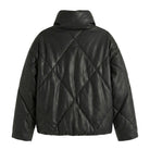 Women's Quilted Diamond Quilting Black Puffer Jacket (Back)