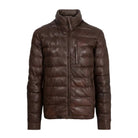 Women's Quilted Handmade Craftsmanship Vintage Dark Brown Puffer Jacket