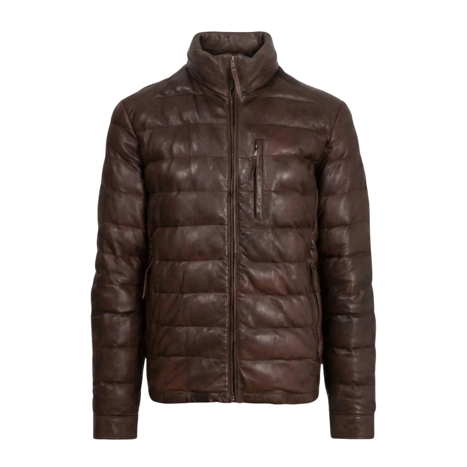 Women's Quilted Handmade Craftsmanship Vintage Dark Brown Puffer Jacket