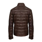 Women's Quilted Handmade Craftsmanship Vintage Dark Brown Puffer Jacket (Back)