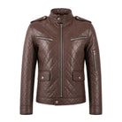 Women's Quilted Quilted Pattern Brown Puffer Jacket