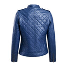 Women's Quilted Quilted Puffer Design Blue Puffer Jacket (Back)