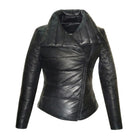 Women's Quilted Side Zippers Black Puffer Jacket