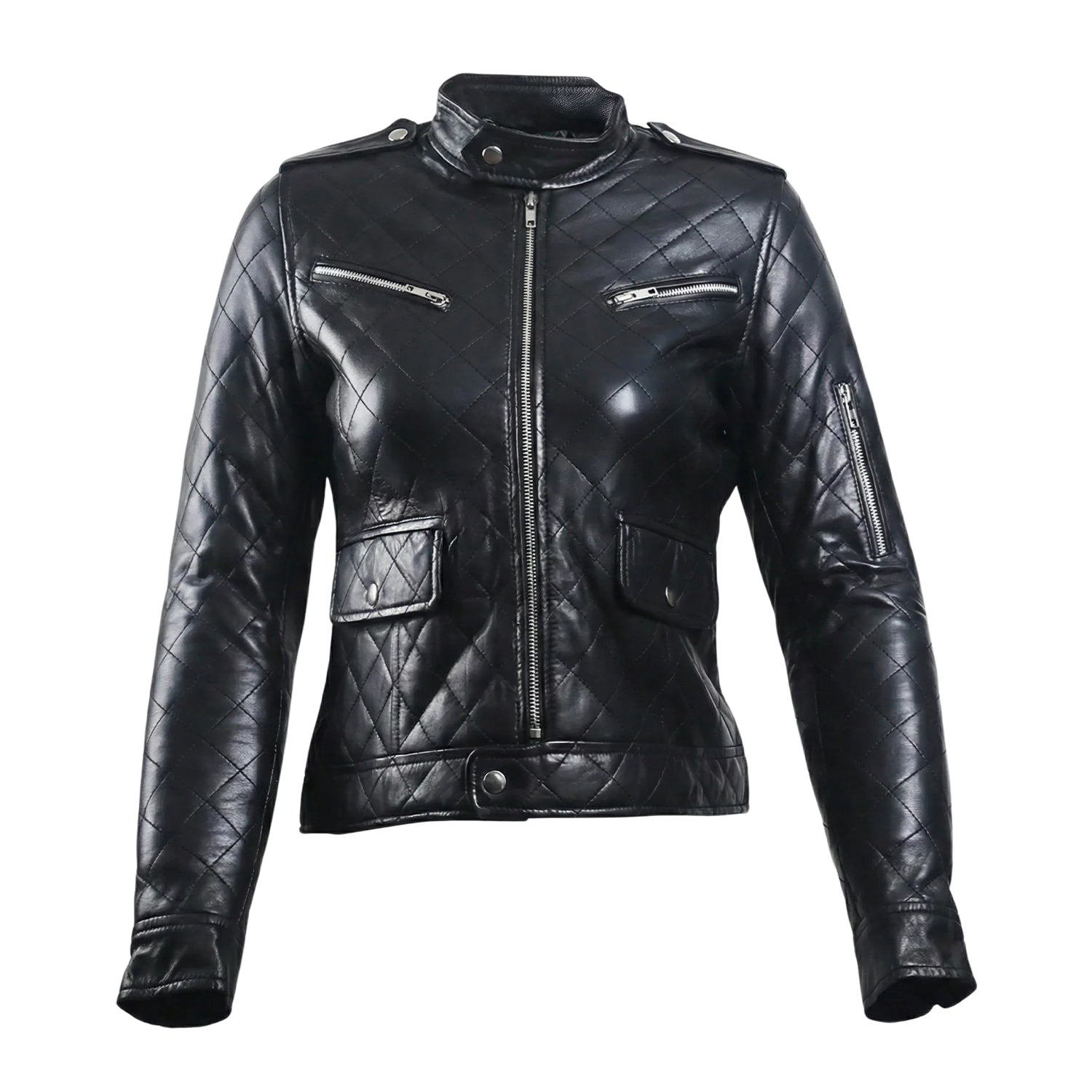 Women's Quilted Sleek sophistication Black Puffer Jacket
